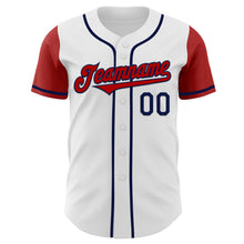 Load image into Gallery viewer, Custom White Red-Navy Authentic Two Tone Baseball Jersey