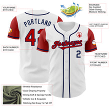 Load image into Gallery viewer, Custom White Red-Navy Authentic Two Tone Baseball Jersey