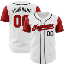 Load image into Gallery viewer, Custom White Red-Black Authentic Two Tone Baseball Jersey