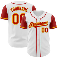 Load image into Gallery viewer, Custom White Red-Gold Authentic Two Tone Baseball Jersey