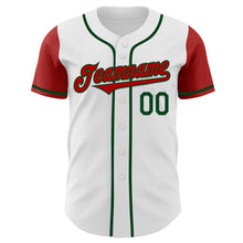 Load image into Gallery viewer, Custom White Red-Green Authentic Two Tone Baseball Jersey