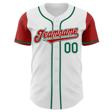 Load image into Gallery viewer, Custom White Red-Kelly Green Authentic Two Tone Baseball Jersey