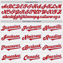 Load image into Gallery viewer, Custom White Red-Light Blue Authentic Two Tone Baseball Jersey