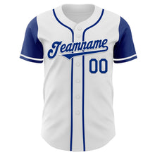Load image into Gallery viewer, Custom White Royal Authentic Two Tone Baseball Jersey