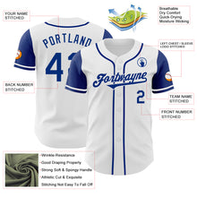 Load image into Gallery viewer, Custom White Royal Authentic Two Tone Baseball Jersey