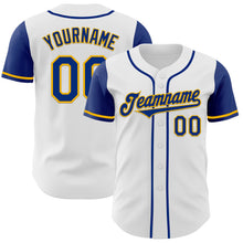 Load image into Gallery viewer, Custom White Royal-Gold Authentic Two Tone Baseball Jersey