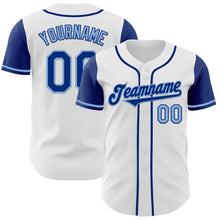 Load image into Gallery viewer, Custom White Royal-Light Blue Authentic Two Tone Baseball Jersey