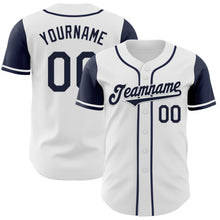 Load image into Gallery viewer, Custom White Navy Authentic Two Tone Baseball Jersey