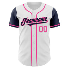 Load image into Gallery viewer, Custom White Navy-Pink Authentic Two Tone Baseball Jersey