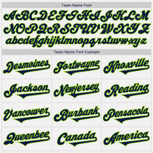 Load image into Gallery viewer, Custom White Navy-Neon Green Authentic Two Tone Baseball Jersey