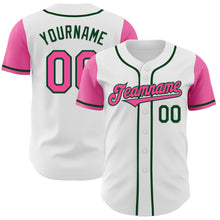 Load image into Gallery viewer, Custom White Pink-Green Authentic Two Tone Baseball Jersey