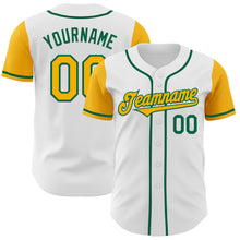 Load image into Gallery viewer, Custom White Gold-Kelly Green Authentic Two Tone Baseball Jersey