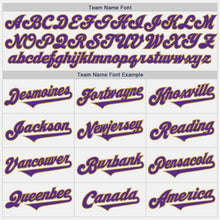 Load image into Gallery viewer, Custom White Purple-Old Gold Authentic Two Tone Baseball Jersey