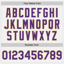 Load image into Gallery viewer, Custom White Purple-Old Gold Authentic Two Tone Baseball Jersey