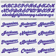 Load image into Gallery viewer, Custom White Purple-Light Blue Authentic Two Tone Baseball Jersey