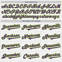 Load image into Gallery viewer, Custom White Purple-Neon Green Authentic Two Tone Baseball Jersey