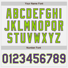 Load image into Gallery viewer, Custom White Purple-Neon Green Authentic Two Tone Baseball Jersey