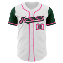 Load image into Gallery viewer, Custom White Green-Pink Authentic Two Tone Baseball Jersey