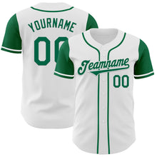 Load image into Gallery viewer, Custom White Kelly Green Authentic Two Tone Baseball Jersey