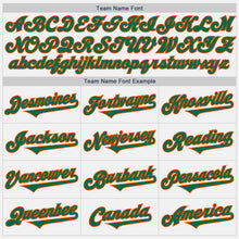 Load image into Gallery viewer, Custom White Kelly Green-Orange Authentic Two Tone Baseball Jersey