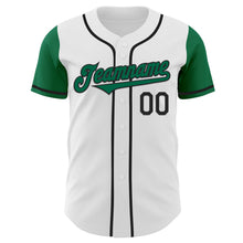 Load image into Gallery viewer, Custom White Kelly Green-Black Authentic Two Tone Baseball Jersey