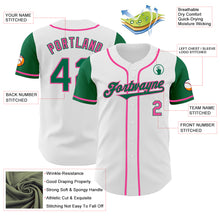 Load image into Gallery viewer, Custom White Kelly Green-Pink Authentic Two Tone Baseball Jersey