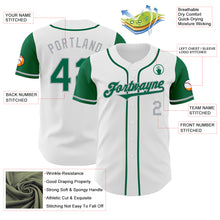Load image into Gallery viewer, Custom White Kelly Green-Gray Authentic Two Tone Baseball Jersey