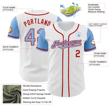 Load image into Gallery viewer, Custom White Light Blue-Red Authentic Two Tone Baseball Jersey