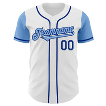 Load image into Gallery viewer, Custom White Light Blue-Royal Authentic Two Tone Baseball Jersey