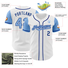 Load image into Gallery viewer, Custom White Light Blue-Royal Authentic Two Tone Baseball Jersey