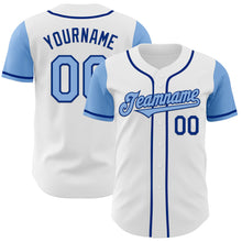 Load image into Gallery viewer, Custom White Light Blue-Royal Authentic Two Tone Baseball Jersey