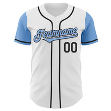 Load image into Gallery viewer, Custom White Light Blue-Black Authentic Two Tone Baseball Jersey