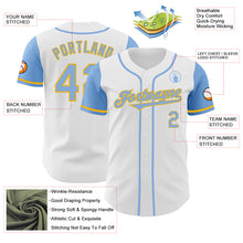 Load image into Gallery viewer, Custom White Light Blue-Gold Authentic Two Tone Baseball Jersey