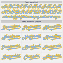 Load image into Gallery viewer, Custom White Light Blue-Gold Authentic Two Tone Baseball Jersey