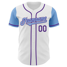 Load image into Gallery viewer, Custom White Light Blue-Purple Authentic Two Tone Baseball Jersey