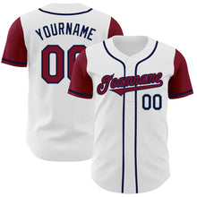 Load image into Gallery viewer, Custom White Crimson-Navy Authentic Two Tone Baseball Jersey