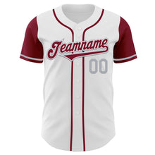 Load image into Gallery viewer, Custom White Crimson-Gray Authentic Two Tone Baseball Jersey