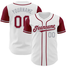 Load image into Gallery viewer, Custom White Crimson-Gray Authentic Two Tone Baseball Jersey