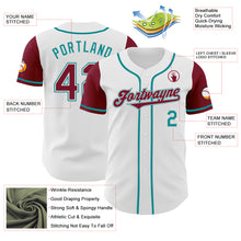 Load image into Gallery viewer, Custom White Crimson-Teal Authentic Two Tone Baseball Jersey
