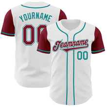 Load image into Gallery viewer, Custom White Crimson-Teal Authentic Two Tone Baseball Jersey