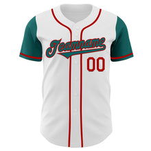 Load image into Gallery viewer, Custom White Teal-Red Authentic Two Tone Baseball Jersey