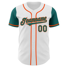 Load image into Gallery viewer, Custom White Teal-Orange Authentic Two Tone Baseball Jersey