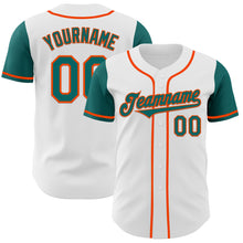 Load image into Gallery viewer, Custom White Teal-Orange Authentic Two Tone Baseball Jersey