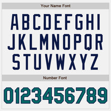 Load image into Gallery viewer, Custom White Teal-Navy Authentic Two Tone Baseball Jersey