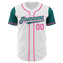 Load image into Gallery viewer, Custom White Teal-Pink Authentic Two Tone Baseball Jersey