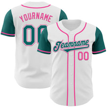 Load image into Gallery viewer, Custom White Teal-Pink Authentic Two Tone Baseball Jersey