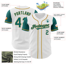 Load image into Gallery viewer, Custom White Teal-Old Gold Authentic Two Tone Baseball Jersey
