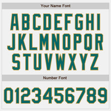 Load image into Gallery viewer, Custom White Teal-Old Gold Authentic Two Tone Baseball Jersey