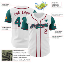 Load image into Gallery viewer, Custom White Teal-Crimson Authentic Two Tone Baseball Jersey