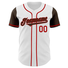 Load image into Gallery viewer, Custom White Brown-Red Authentic Two Tone Baseball Jersey